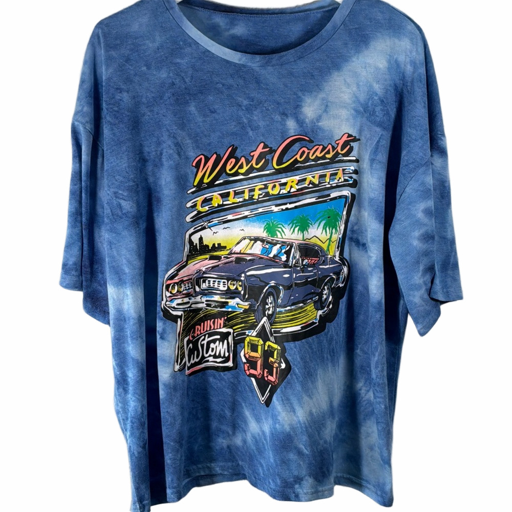 Blue Tie-Dye Graphic T-Shirt